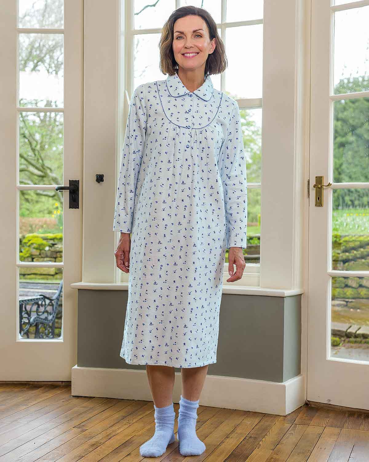 Slenderella Constance Long Sleeve Cotton Nightdress